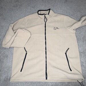 Ducks Unlimited Canada Fleece‎ Jacket Full Zip Beige Black Trim Mens XL